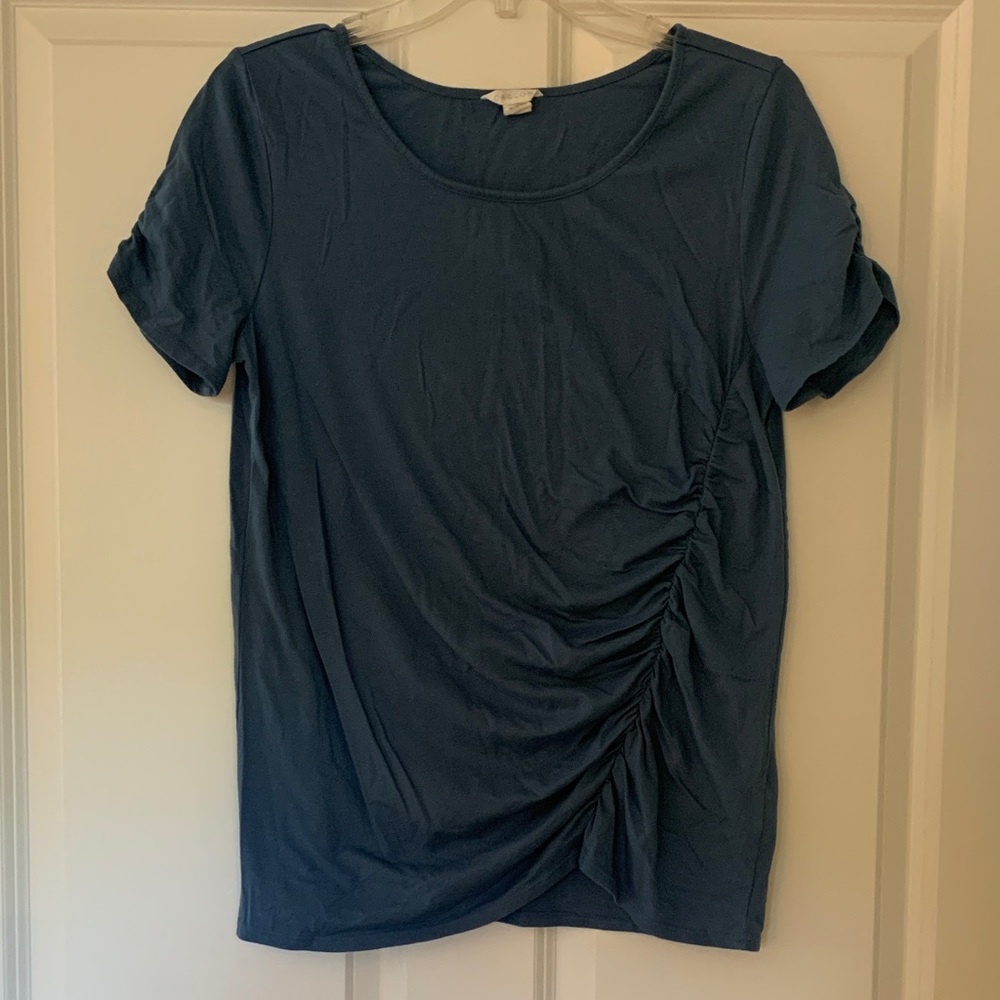 Caslon Blue Short Sleeve Tee with Side Ruching